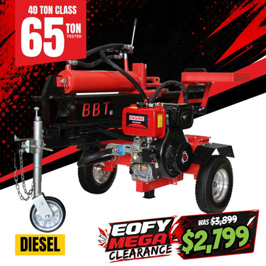 BBT 40/65 Ton Hydraulic Wood Log splitter - 10hp Diesel electric start - 2-Year Warranty