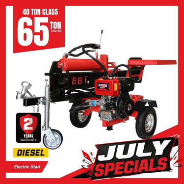 BBT 40/65 Ton Hydraulic Wood Log splitter - 10hp Diesel electric start - 2-Year Warranty