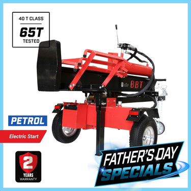 BBT 40/65 Ton Wood Log Splitter - 15hp Petrol Electric Start Engine - 2-Year Warranty