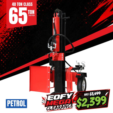 BBT 40/65 Ton Hydraulic Wood Log Splitter - 9HP Petrol - 2-Year Warranty
