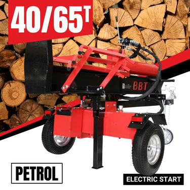 BBT 40/65 Ton Hydraulic Petrol Wood Log Splitter with 15hp Electric Start Engine