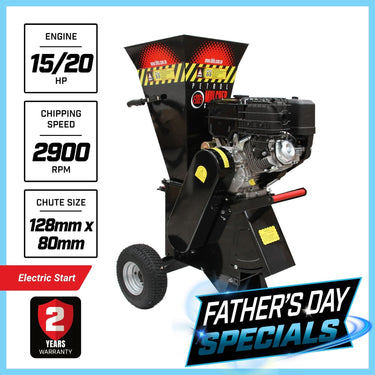 BBT 15/20hp Petrol 420cc Electric Start Garden Wood Mulcher/Chipper - 2-Year Warranty