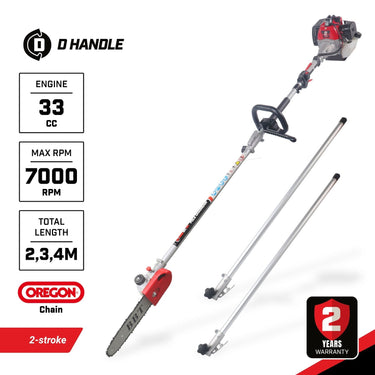 BBT 33cc 2-Stroke 10" Pole Chainsaw & Pruner - 2-Year Warranty