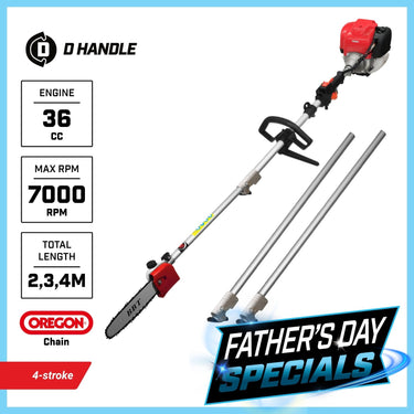 BBT 36cc 4-Stroke 10" Extendable Pole Pruner & Chainsaw - 2-Year Warranty