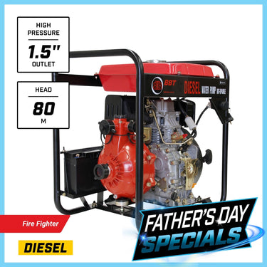 BBT 1.5" Diesel High Pressure Twin Impeller Fire Water Pump - 6hp Electric Start