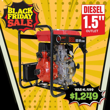 BBT 1.5" Diesel High Pressure Twin Impeller Fire Water Pump - 6hp Electric Start