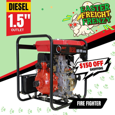 BBT 1.5" Diesel High Pressure Twin Impeller Fire Water Pump - 6hp Electric Start