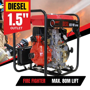 BBT 1.5" Diesel High Pressure Twin Impeller Fire Water Pump - 6hp Electric Start