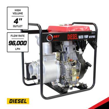 BBT 4" Diesel High Flow Transfer Water Pump - 10hp Electric Start