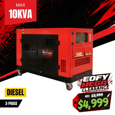 BBT 10KVA 3-Phase Diesel 23HP 2-Cylinder Silent Generator - 2-Year Warranty