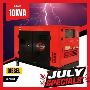 BBT 10KVA 3-Phase Diesel 23HP 2-Cylinder Silent Generator - 2-Year Warranty