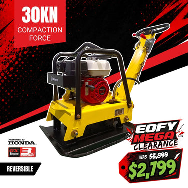 BBT Commercial Vibratory Reversible Compactor 30KN - Genuine Honda GX270 - COM30R270