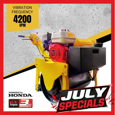 BBT Commercial Single Drum Vibratory Roller - Genuine Honda GX160 - ROL641
