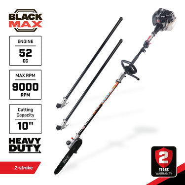 BlackMax 52cc 2-Stroke Heavy Duty 10" Oregon Pole Chainsaw & Pruner - 2-Year Warranty