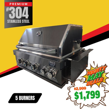 Bull BBQ Black Edition 5-Burner Built-in Outdoor Kitchen with Rotisserie – #304 Stainless Steel