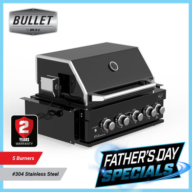 Bull BBQ Black Edition 5-Burner Built-in Outdoor Kitchen with Rotisserie – #304 Stainless Steel