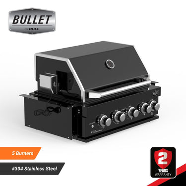 Bull BBQ Black Edition 5-Burner Built-in Outdoor Kitchen with Rotisserie – #304 Stainless Steel