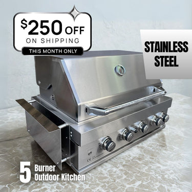 Bull BBQ Stainless Steel Outdoor Kitchen Large 5-Burner - Built-in BBQ