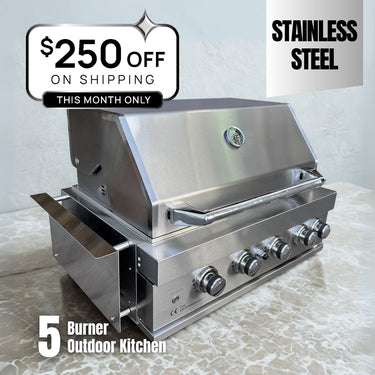 Bull BBQ Stainless Steel Outdoor Kitchen Large 5-Burner - Built-in BBQ