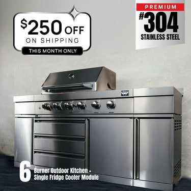 Bull BBQ Premium 6-Burner Outdoor Kitchen with Sink & Rotisserie – #304 Stainless Steel