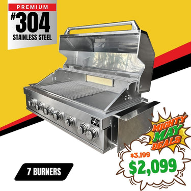 Bull BBQ 7-Burner Built-in Outdoor Kitchen with Rotisserie - Premium #304 Stainless Steel