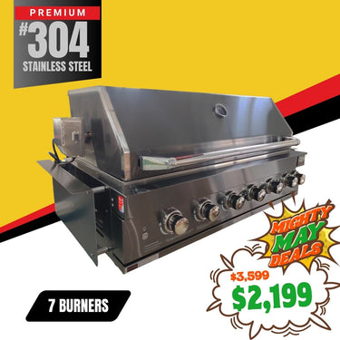 Bull BBQ Black Edition 7-Burner Built-in Outdoor Kitchen with Rotisserie - Premium #304 Stainless Steel