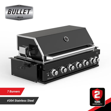 Bull BBQ Black Edition 7-Burner Built-in Outdoor Kitchen with Rotisserie - Premium #304 Stainless Steel