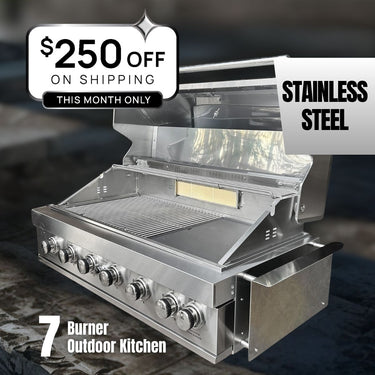 Bull BBQ Stainless Steel Outdoor Kitchen Large 7-Burner - Built-in BBQ