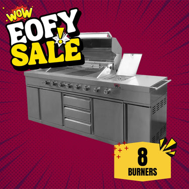 Bull BBQ Stainless Steel Outdoor Kitchen Large 8 Burner With Sink and Rotisserie
