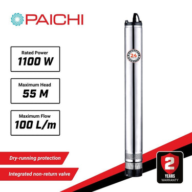 Paichi BoreFlow 6000 – High Pressure -1100W/1.5HP - 55m Head -4" Bore - 1" Outlet