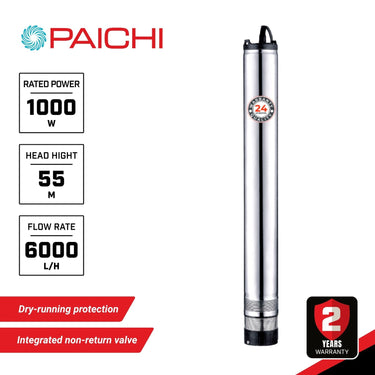 Paichi BoreFlow 6000 – High Pressure -1100W/1.5HP - 55m Head -4" Bore - 1" Outlet