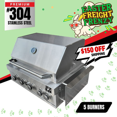 Bull BBQ 5-Burner Built-in Outdoor Kitchen with Rotisserie – #304 Stainless Steel