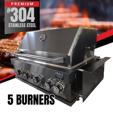 Bull BBQ Black Edition 5-Burner Built-in Outdoor Kitchen with Rotisserie – #304 Stainless Steel