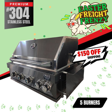 Bull BBQ Black Edition 5-Burner Built-in Outdoor Kitchen with Rotisserie – #304 Stainless Steel