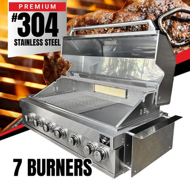 Bull BBQ 7-Burner Built-in Outdoor Kitchen with Rotisserie - Premium #304 Stainless Steel