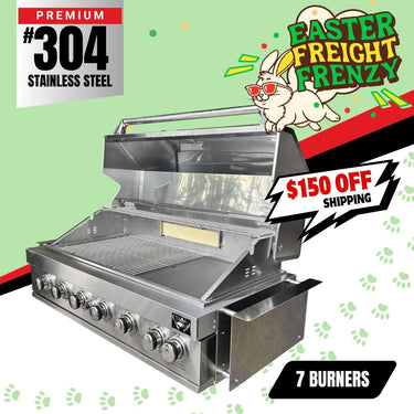 Bull BBQ 7-Burner Built-in Outdoor Kitchen with Rotisserie - Premium #304 Stainless Steel