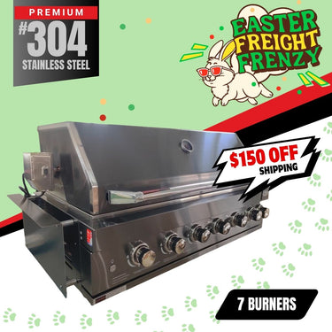 Bull BBQ Black Edition 7-Burner Built-in Outdoor Kitchen with Rotisserie - Premium #304 Stainless Steel