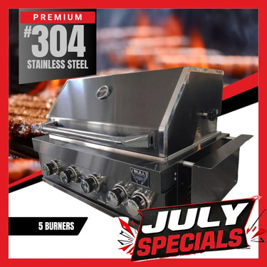Bull BBQ Black Edition 5-Burner Built-in Outdoor Kitchen with Rotisserie – #304 Stainless Steel
