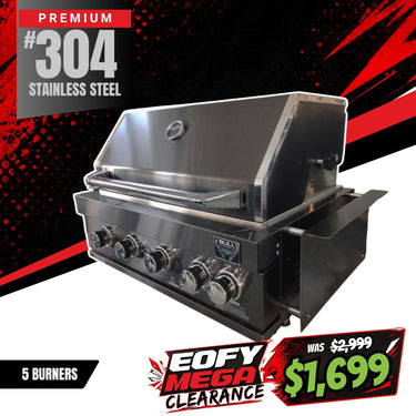 Bull BBQ Black Edition 5-Burner Built-in Outdoor Kitchen with Rotisserie – #304 Stainless Steel