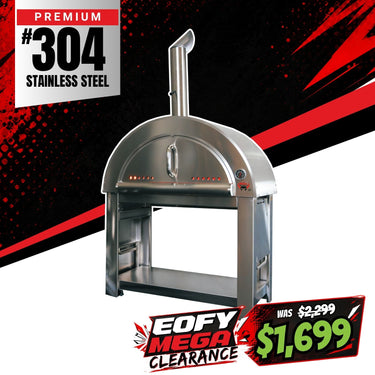 Bull BBQ Outdoor Large Wood-Fired Pizza Oven - Premium #304 Stainless Steel