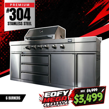Bull BBQ Premium 6-Burner Outdoor Kitchen with Sink & Rotisserie – #304 Stainless Steel