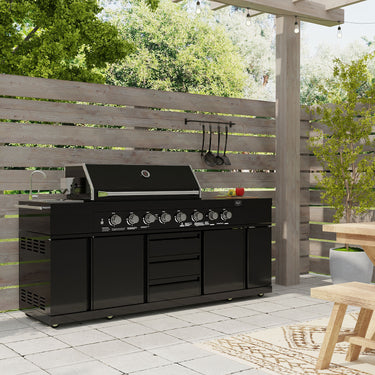 Bull BBQ Black Edition 8-Burner Outdoor Kitchen With Sink & Rotisserie – #304 Premium Stainless Steel