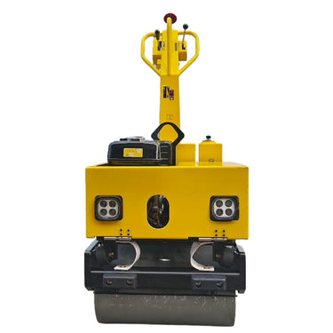 Yellow construction roller on a white background