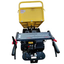 Yellow and black mini-transporter machine on a white background