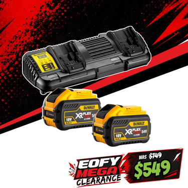 DeWalt DCB132X2-XE 18V-54V Flexvolt Battery Dual Port Charger & 9.0Ah Batteries DCB547-XE