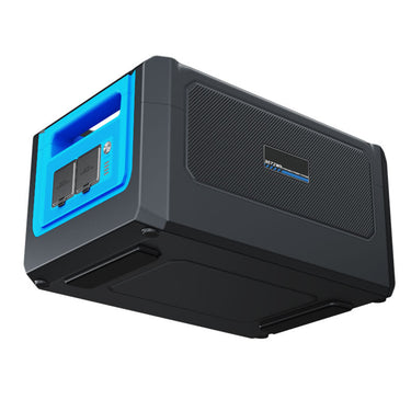 Black electronic device with blue accents