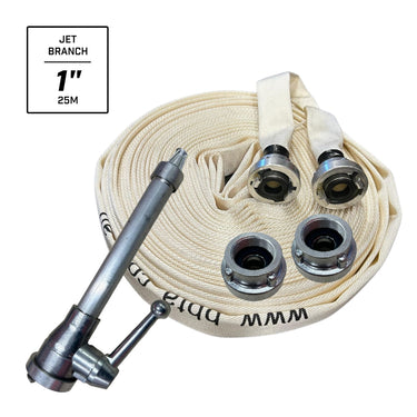 Fire Hose Jet Kit with 30m fire Hose and Aluminium Controlable Jet Branch - 25mm (1") - Storz Fitting