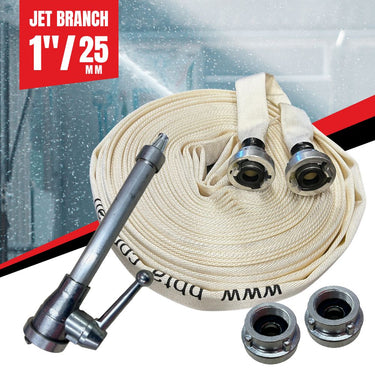 Fire Hose Jet Kit with 30m fire Hose and Aluminium Controlable Jet Branch - 25mm (1") - Storz Fitting - SKU FHK-25J