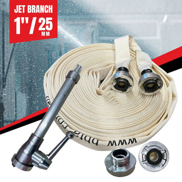 Fire Hose Jet Kit with 30m fire Hose and Aluminium Controlable Jet Branch - 25mm (1") - Storz Fitting - SKU FHK-25J