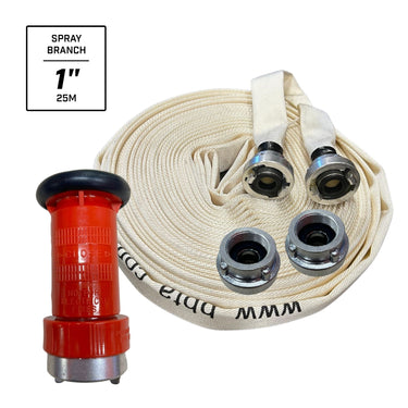Fire Hose Spray Kit with 30m fire Hose and Adjustable PVC Spray Branch - 25mm (1") - Storz Fitting